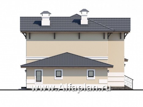 «Невский стиль» - проект двухэтажного дома из кирпича, с гаражом на 1 авто, в стиле эклектика - превью фасада дома