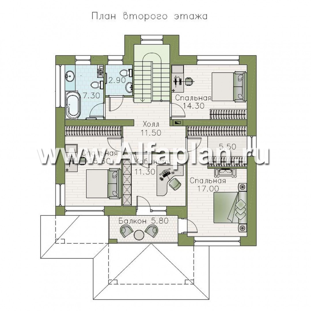 Проекты домов Альфаплан - «Маяк» - уютный дом с террасой - план проекта №2