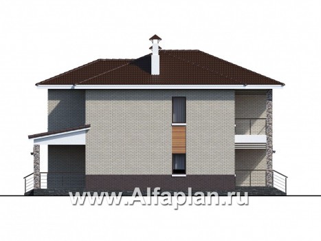 Проекты домов Альфаплан - «Формула успеха» - загородный дом с удобной планировкой - превью фасада №3