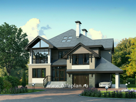 Проекты домов Альфаплан - «Современник» с панорамными окнами - превью основного изображения