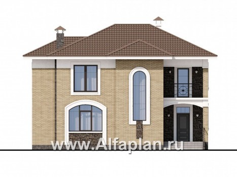 Проекты домов Альфаплан - «Топаз» - проект дома с открытой планировкой - превью фасада №1