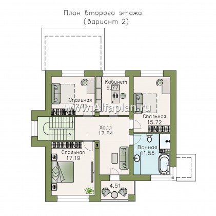 «Страйк» - проект двухэтажного дома с открытой планировкой, мастер спальня - превью план дома