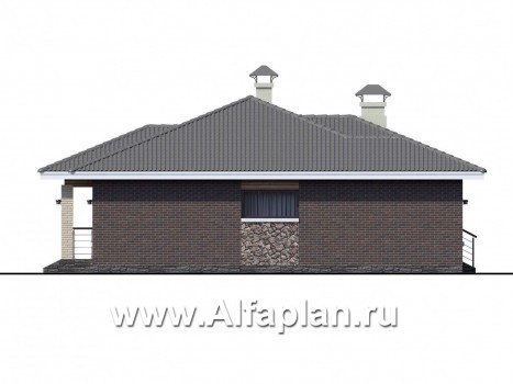 «Леда» - проект одноэтажного дома, 4 спальни, с террасой, отличная планировка - превью фасада дома
