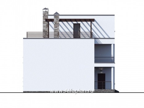 Проекты домов Альфаплан - «Гоген» - коттедж с эксплуатируемой кровлей - превью фасада №3