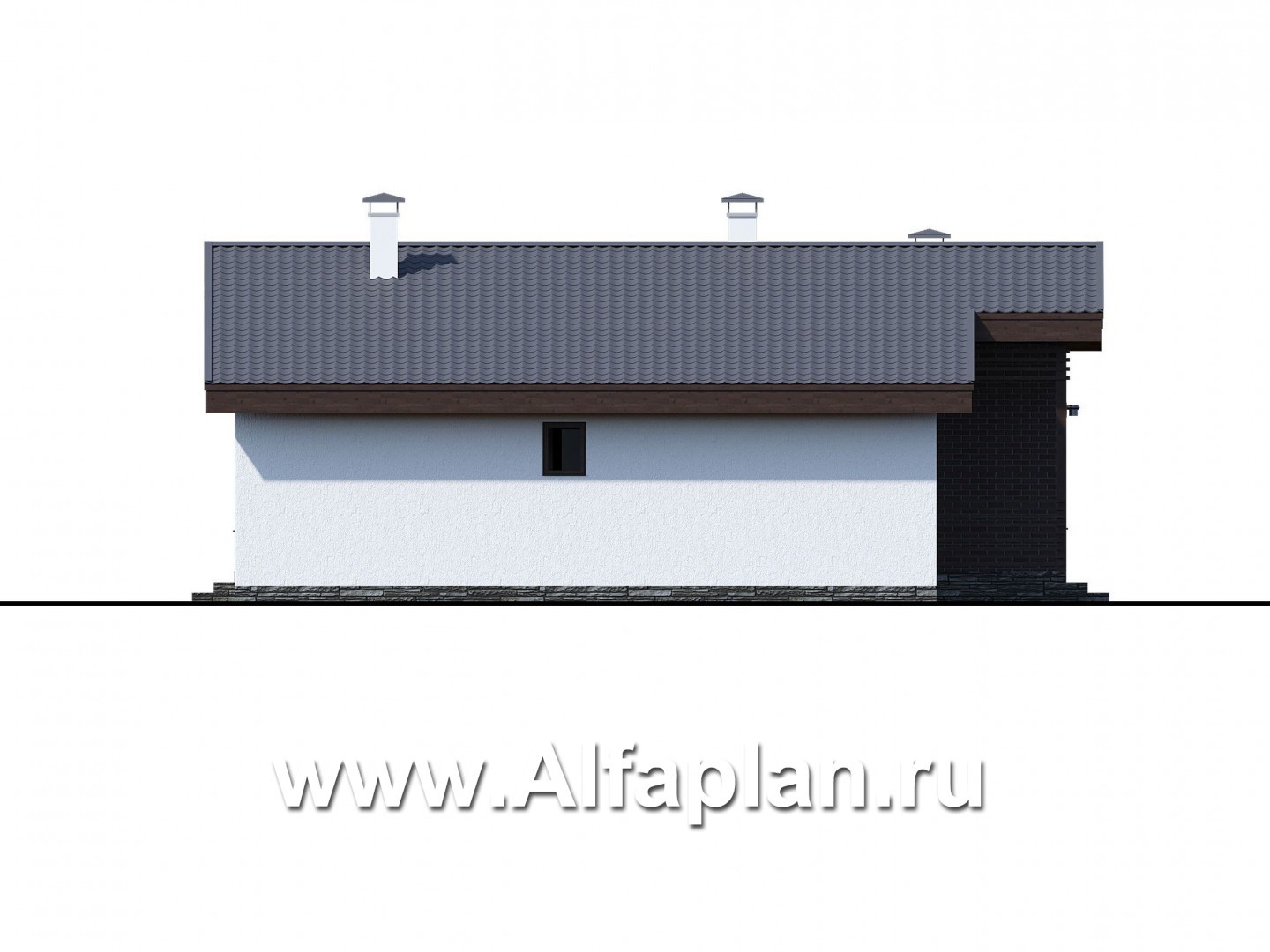 Проекты домов Альфаплан - «Альфа» - небольшой каркасный коттедж с двумя спальнями - изображение фасада №3
