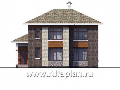 Проекты домов Альфаплан - Загородный дом с четырьмя спальными комнатами - превью фасада №1