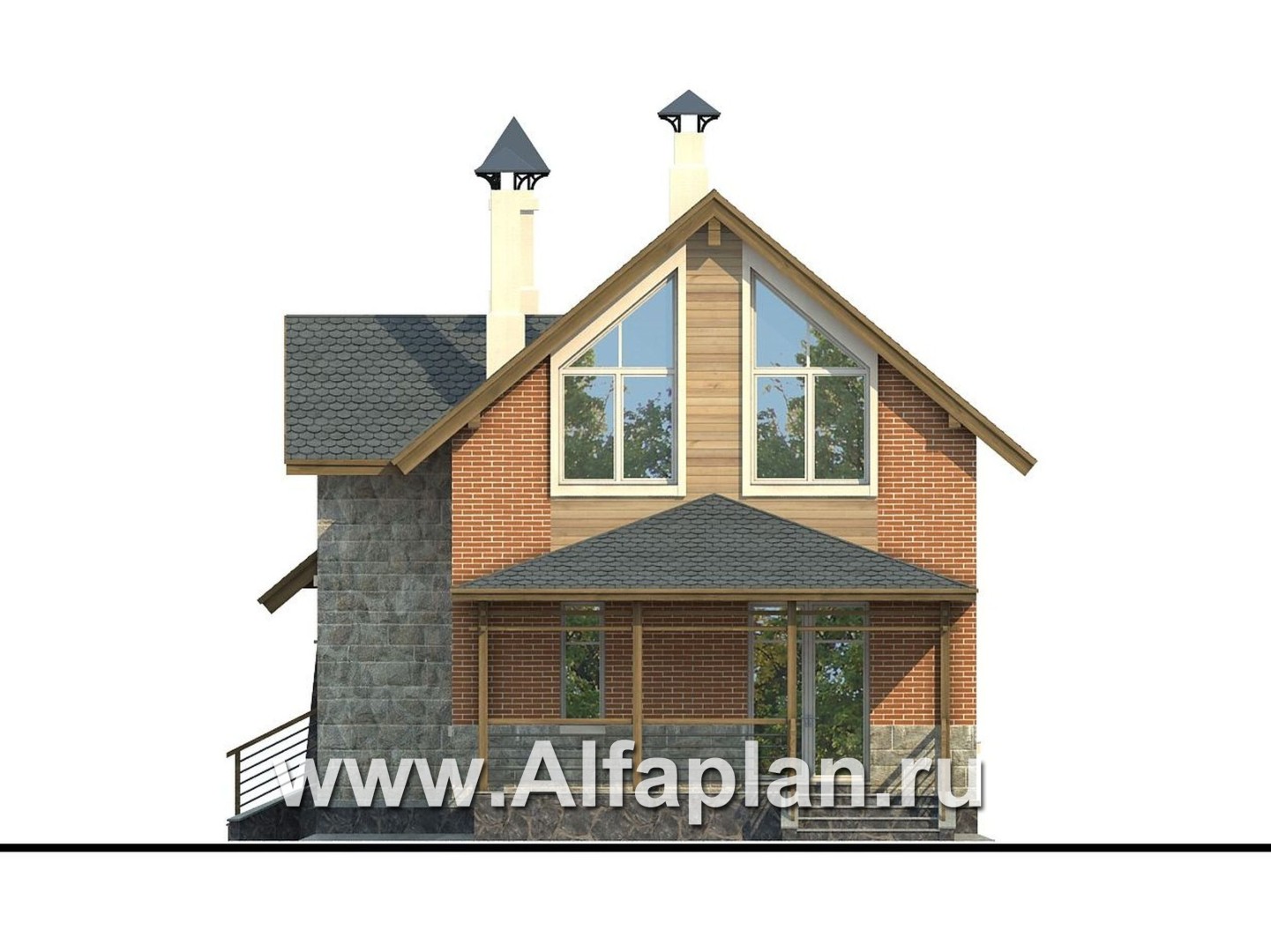 Проекты домов Альфаплан - «Вишневый сад»- проект небольшого дома или дачи - изображение фасада №4
