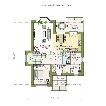 Проекты домов Альфаплан - «Репутация» - дом с аристократическими фасадами - превью плана проекта №1