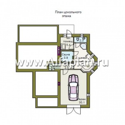 «Серебряный век» -  проект двухэтажного дома, планировка с эркером и вторым светом, с гаражом в цокольном этаже - превью план дома