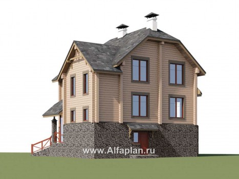«АльфаВУД» - проект двухэтажного дома из дерева, на цоколе из кирпича, с гаражом на 2 авто - превью дополнительного изображения №1