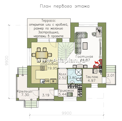 «Невский стиль» - проект двухэтажного дома из кирпича, в стиле эклектика - превью план дома