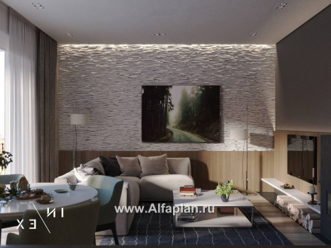 Проекты домов Альфаплан - «Виньон» - дачный дом с большой террасой - превью дополнительного изображения №8