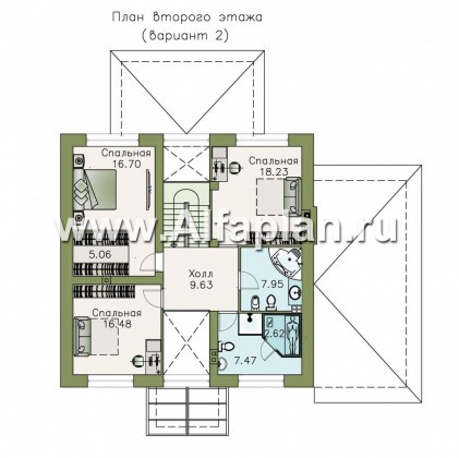 «Четыре сезона» - проект двухэтажного дома, со вторым светом, с террасой и с гаражом, с эффектной планировкой - превью план дома