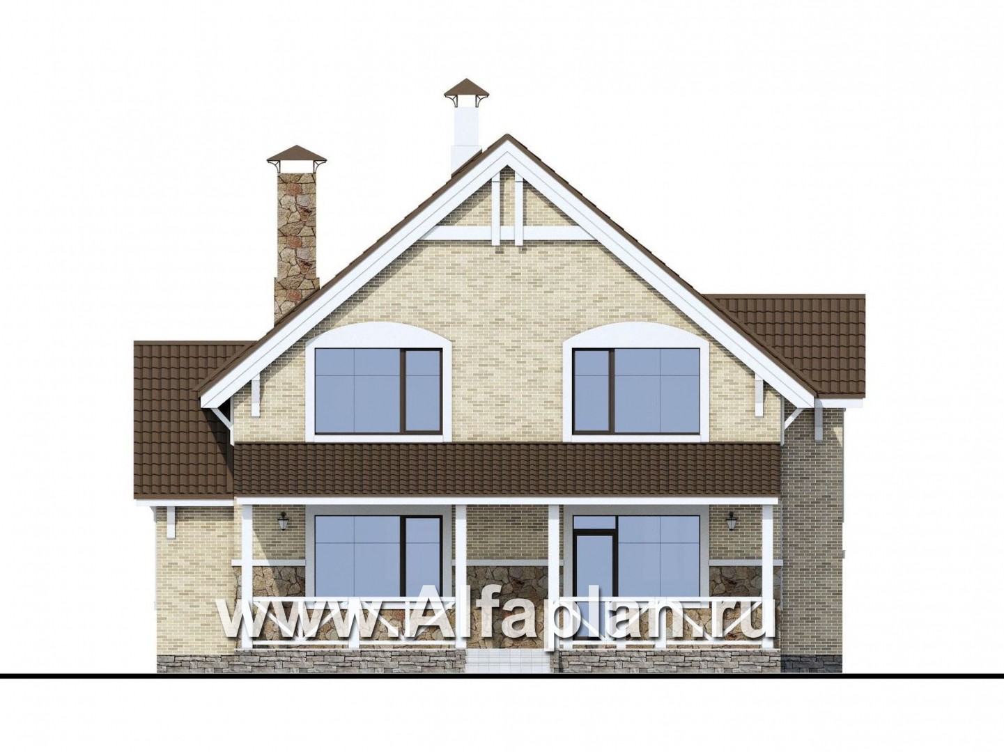 Проекты домов Альфаплан - «Новая пристань» - дом из газобетона для удобной загородной жизни - изображение фасада №4