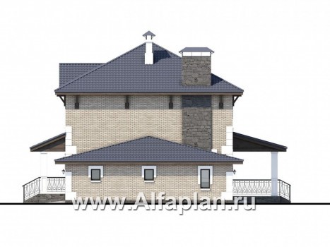 «Земляничная поляна» - проект двухэтажного дома, с большой верандой, мастер спальня, с гаражом - превью фасада дома