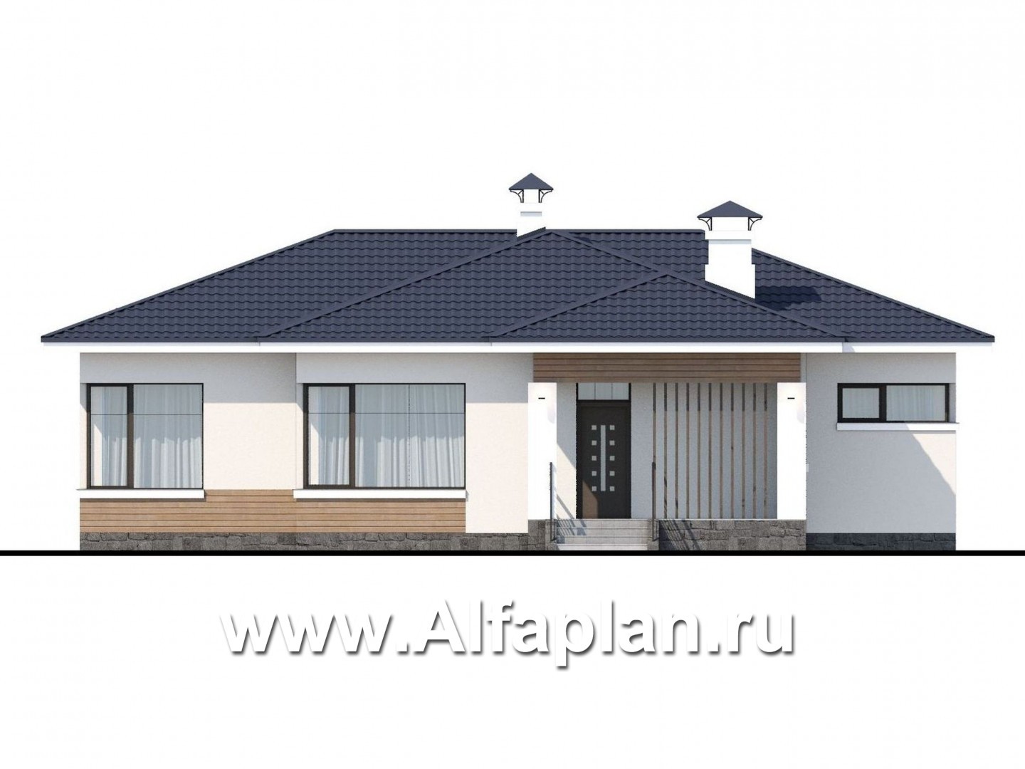 Проекты домов Альфаплан - «Безоблачный» - экономичный одноэтажный дом (дача) - изображение фасада №1