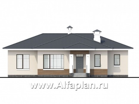 Проекты домов Альфаплан - «Безоблачный» - экономичный и комфортный одноэтажный дом - превью фасада №1