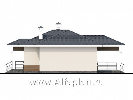 Проекты домов Альфаплан - «Безоблачный» - экономичный и комфортный одноэтажный дом - превью фасада №2