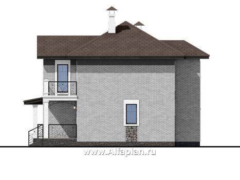Проекты домов Альфаплан - «Модерн» - изящный коттедж в стиле Серебряного века - превью фасада №2