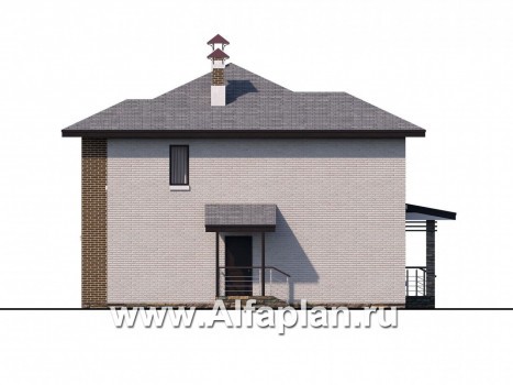 Проекты домов Альфаплан - «Квантум» - современный двухэтажный дом с большой террасой - превью фасада №4