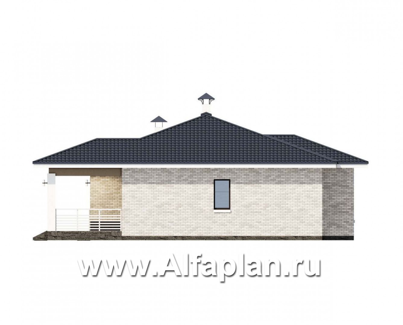 Проекты домов Альфаплан - «Эрато» - современный одноэтажный коттедж с террасой - изображение фасада №2