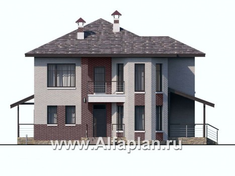 Проекты домов Альфаплан - «Статус» - современный комфортный дом с террасой - превью фасада №1