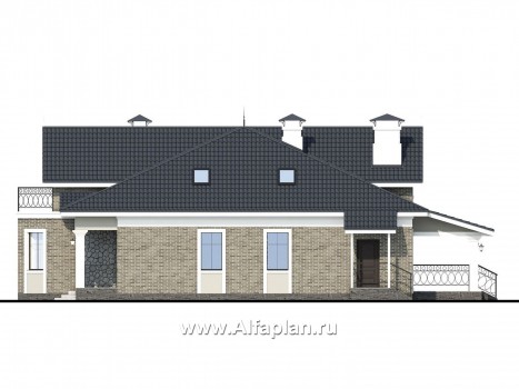 «Валдай» - проект дома с мансардой, из газобетона, с эркером и террасой - превью фасада дома