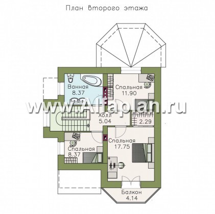 Проекты домов Альфаплан - Кирпичный дом «Оптима» с красивым эркером - превью плана проекта №2