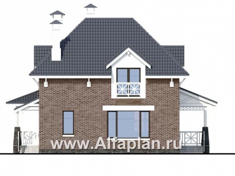 Проекты домов Альфаплан - «Медея» - компактный дом с верандой на главном фасаде - превью фасада №4
