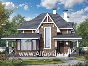 Проекты домов Альфаплан - «Медея» - компактный дом с верандой на главном фасаде - превью основного изображения