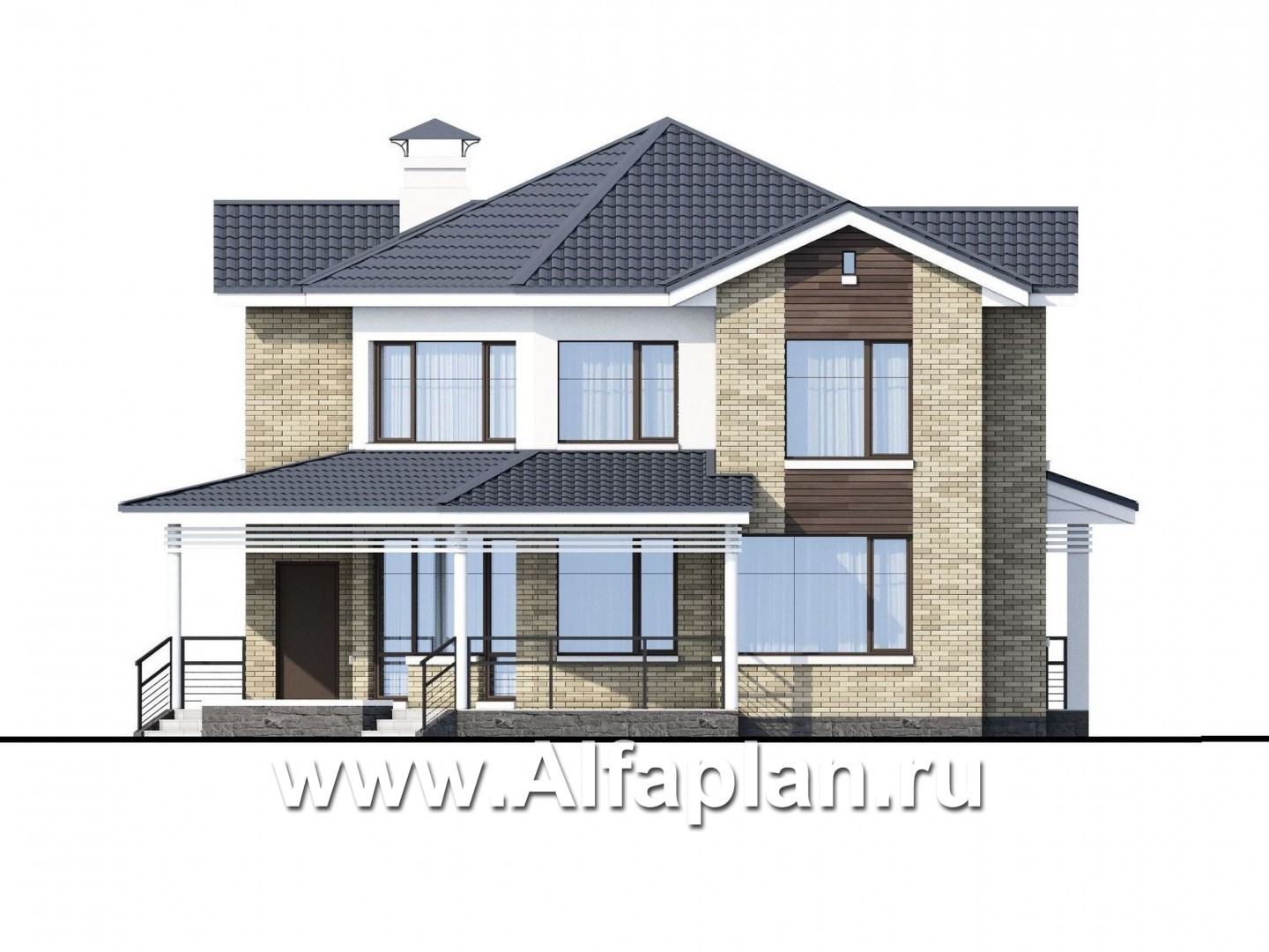 Проекты домов Альфаплан - NotaBene - компактный проект с оригинальным планом - изображение фасада №3