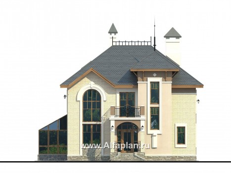 Проекты домов Альфаплан - «Разумовский» - элегантный загородный дом - превью фасада №1
