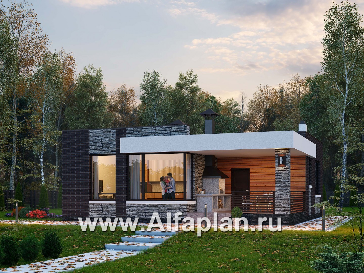 Дом в стиле минимализм одноэтажный с плоской крышей