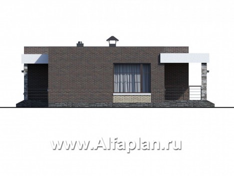 Проекты домов Альфаплан - «Бенуа» - стильный коттедж с плоской кровлей - превью фасада №2