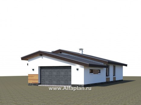 Проекты домов Альфаплан - «Калисто» - одноэтажный коттедж с гаражом на два автомобиля - превью дополнительного изображения №2