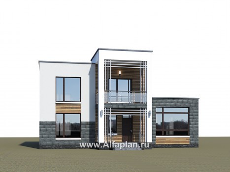 «Футура» - современный двухэтажный дом, с террасой и сауной, с плоской крышей, в стиле минимализм - превью дополнительного изображения №1