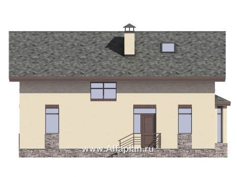 Проекты домов Альфаплан - Проект небольшого дома для большой семьи(6 спален) - превью фасада №3