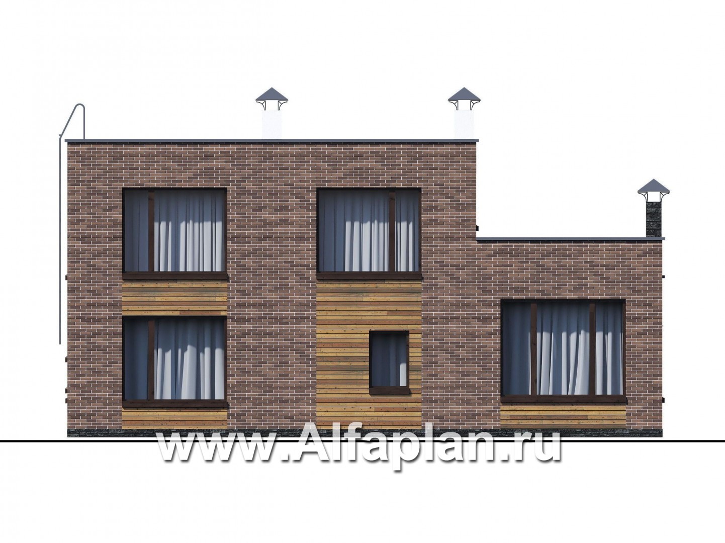 Проекты домов Альфаплан - «Спектр» - проект современного дома с двумя жилыми комнатами на 1-ом этаже и сауной - изображение фасада №3
