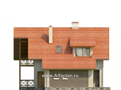 Проекты домов Альфаплан - Проект экономичного дома из газобетона - превью фасада №3