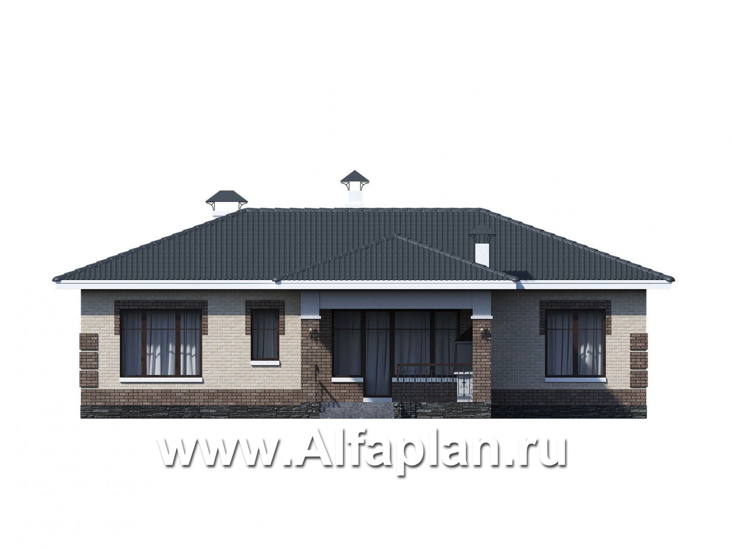 Проекты домов Альфаплан - «Авалон» - стильный одноэтажный дом - изображение фасада №2