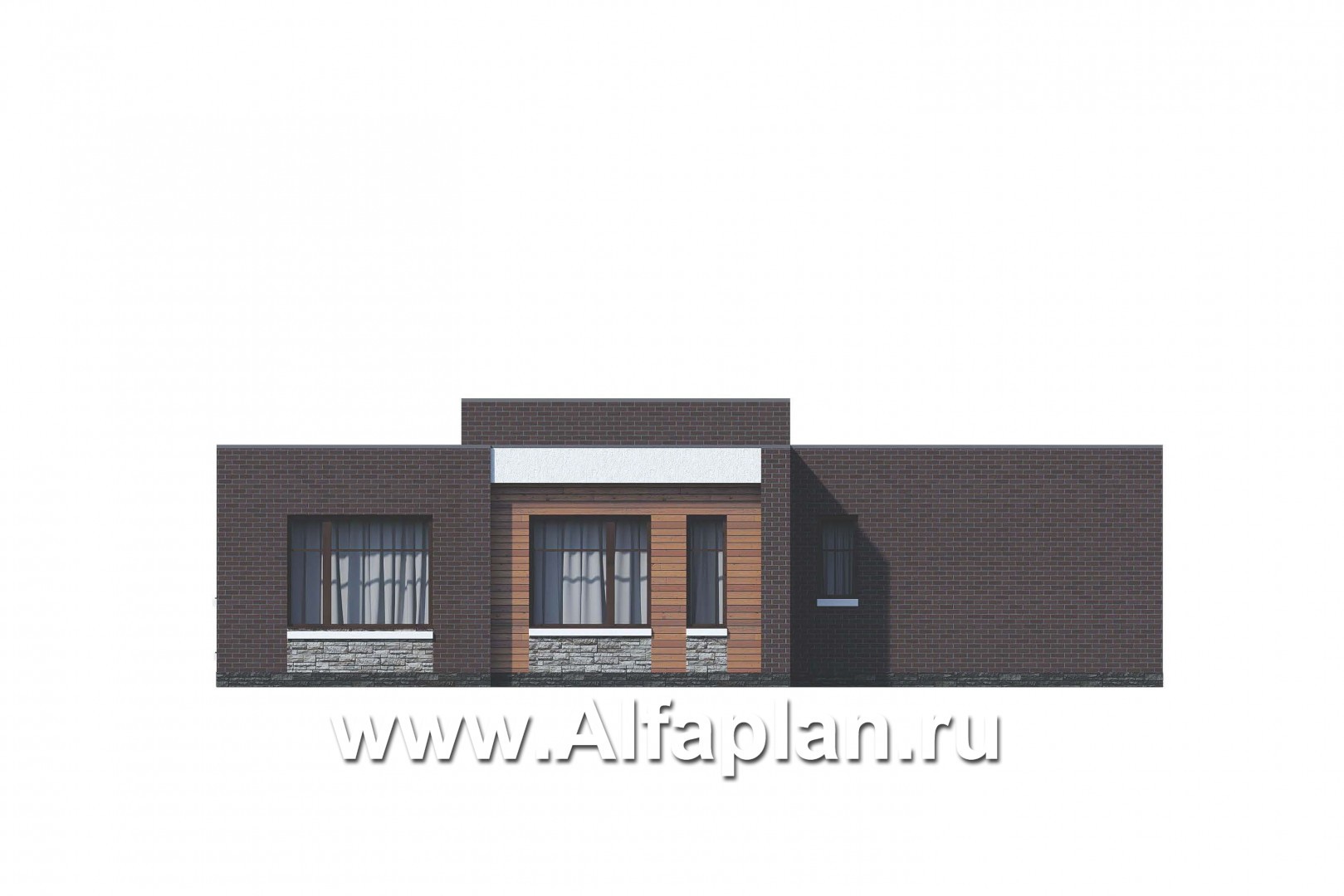 Проекты домов Альфаплан - «Эрато» — одноэтажный дом с плоской кровлей - изображение фасада №4