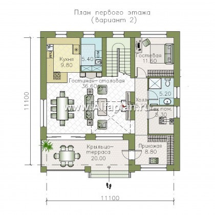 Проекты домов Альфаплан - "Римские каникулы" - проект дома с двусветной гостиной - превью плана проекта №2