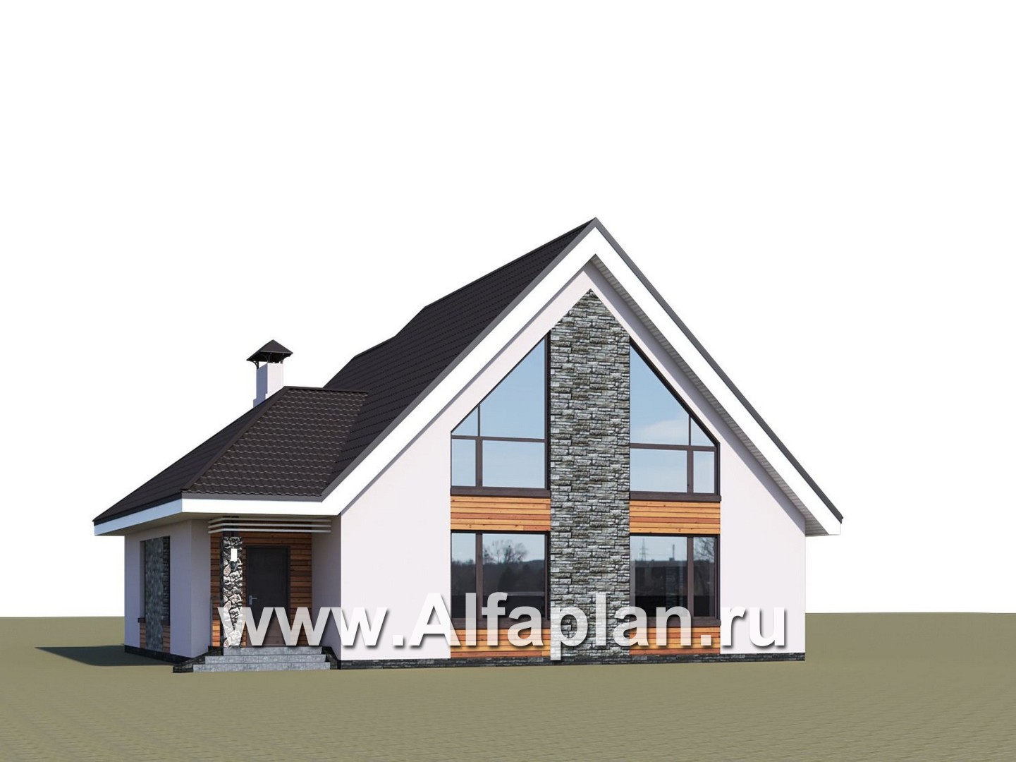 «Амарант» - проект современного коттеджа с мансардой, с террасой и балконом - дизайн дома №5