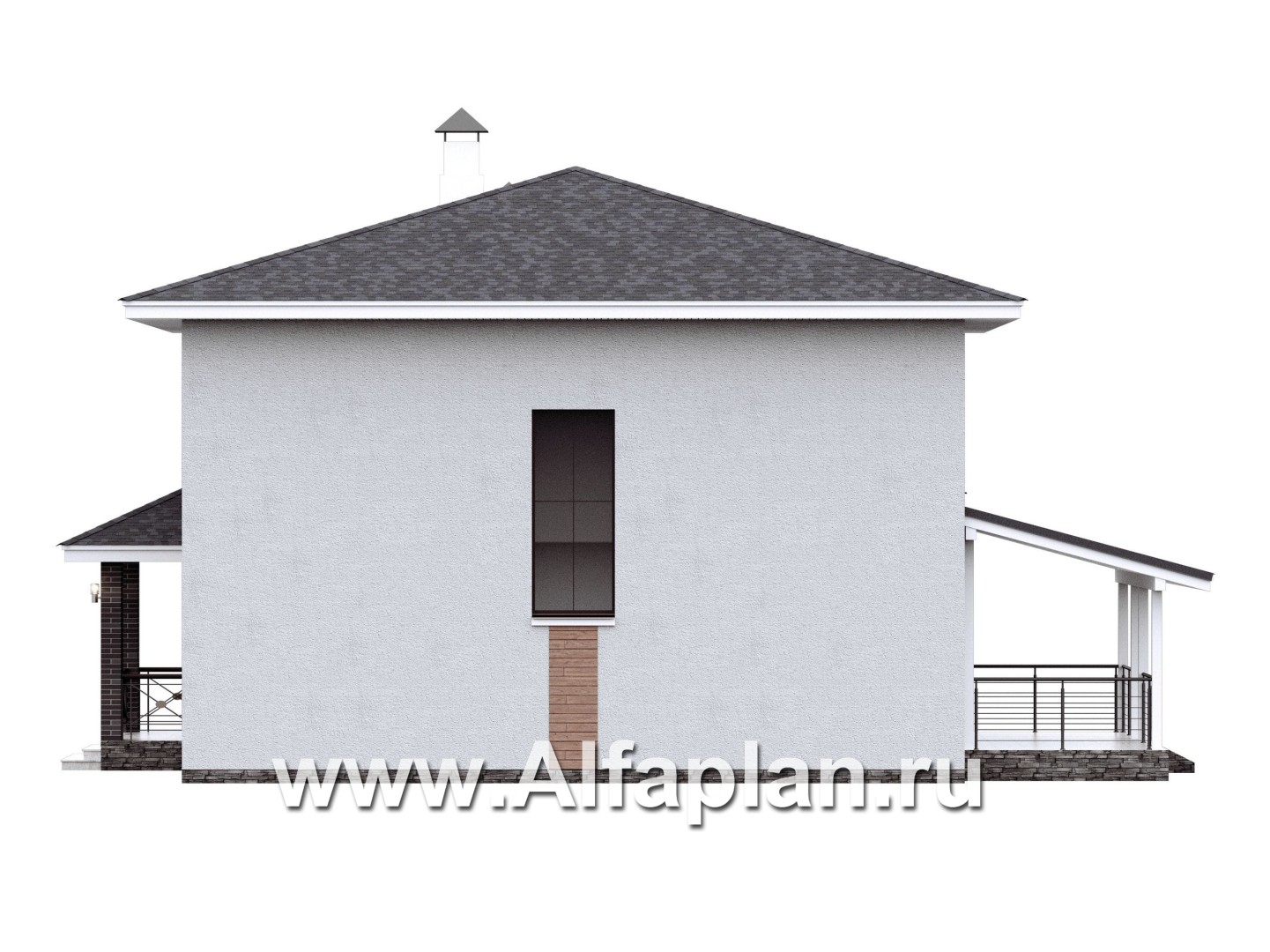 Проекты домов Альфаплан - "Антропный принцип" - проект экономичного комфортного дома из газобетона - изображение фасада №2