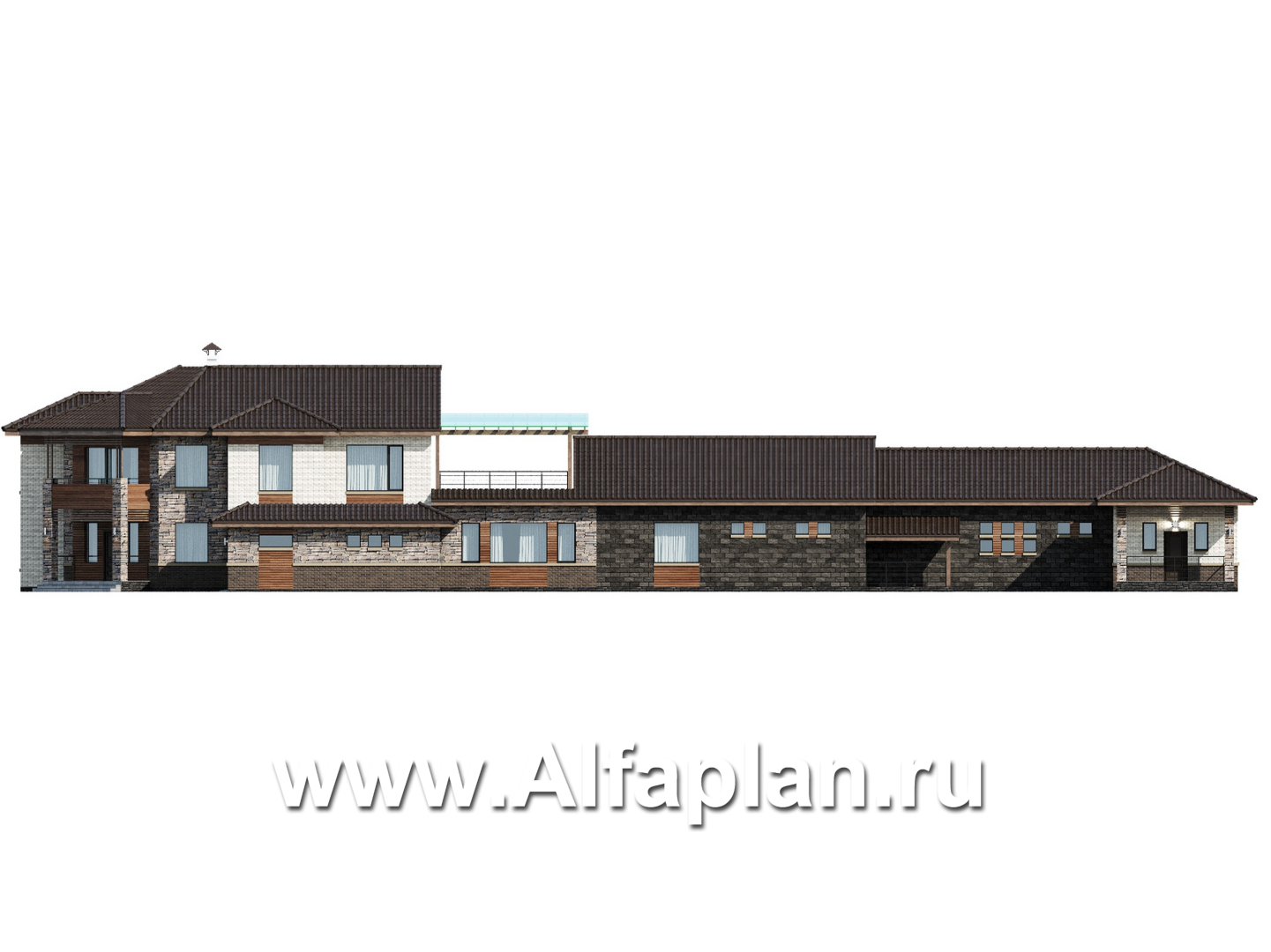 Проекты домов Альфаплан - "Шахерезада" - семейная вилла с бассейном и гаражом - изображение фасада №2