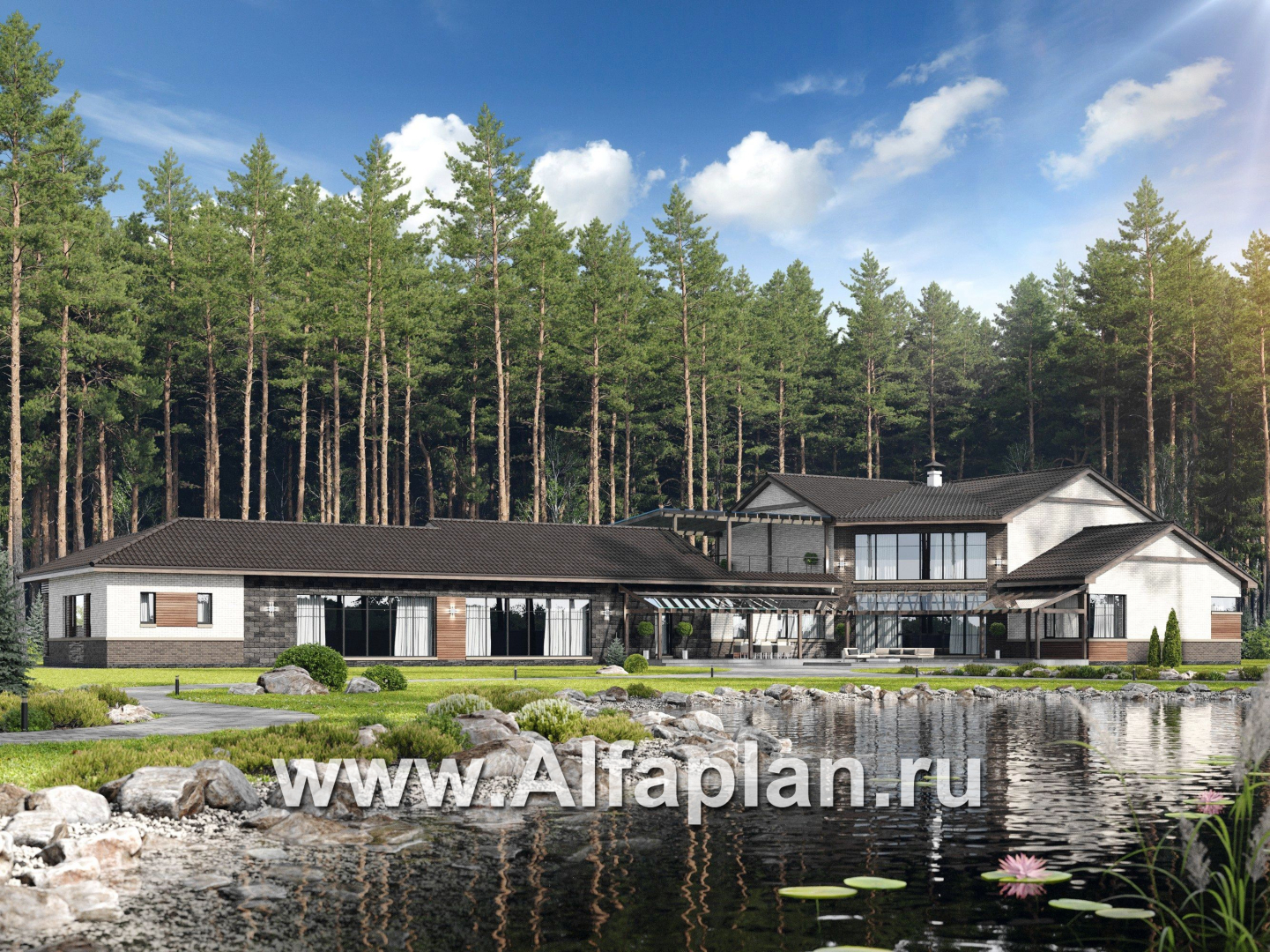 Проекты домов Альфаплан - "Шахерезада" - семейная вилла с бассейном и гаражом - дополнительное изображение №1