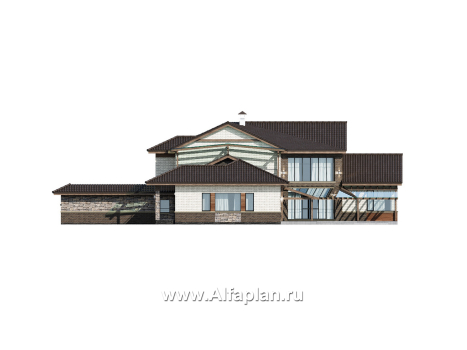 Проекты домов Альфаплан - "Шахерезада" - семейная вилла с бассейном и гаражом - превью фасада №4