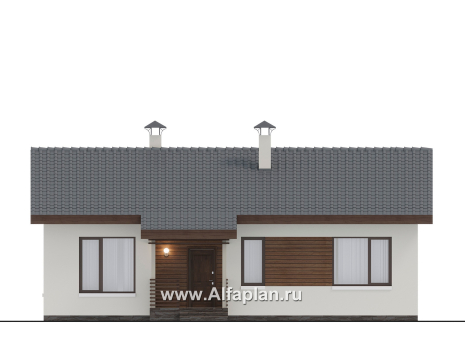 Проекты домов Альфаплан - "Пикколо" - экономичный одноэтажный коттедж из гзобетонных блоков - превью фасада №1