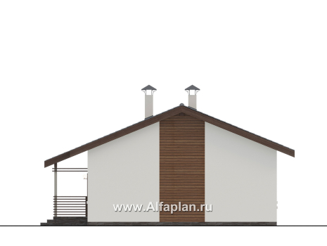 Проекты домов Альфаплан - "Пикколо" - экономичный одноэтажный коттедж из гзобетонных блоков - превью фасада №2