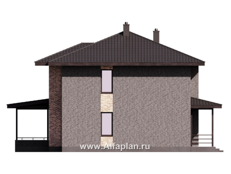 Проект двухэтажного дома, с кабинетом на 1 эт и с террасой, в современном стиле - превью фасада дома